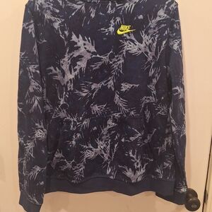 Nike Blue and White Patterned Hoodie